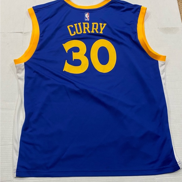 ADIDAS-NBA GOLDEN STATE WARRIORS #30 CURRY-Mens Authentic XL Blue/Gold Jersey - Picture 2 of 5